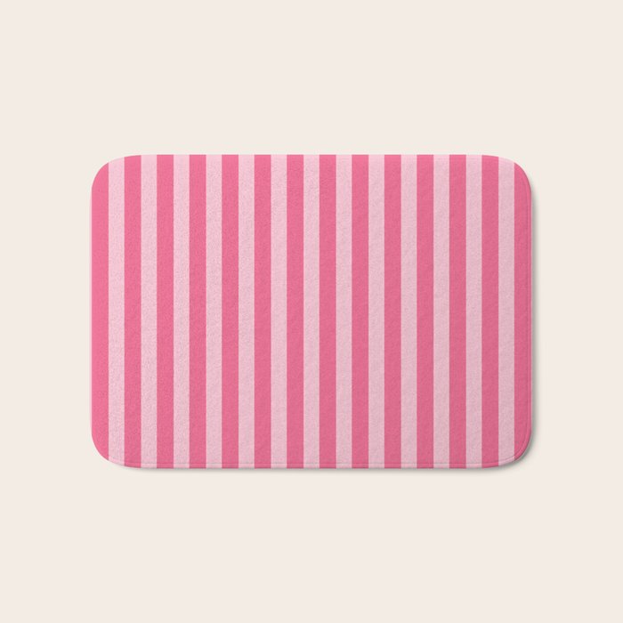 Pink Striped Pattern - Minimal Restro Aesthetic Bath Mat Gallery Image 1