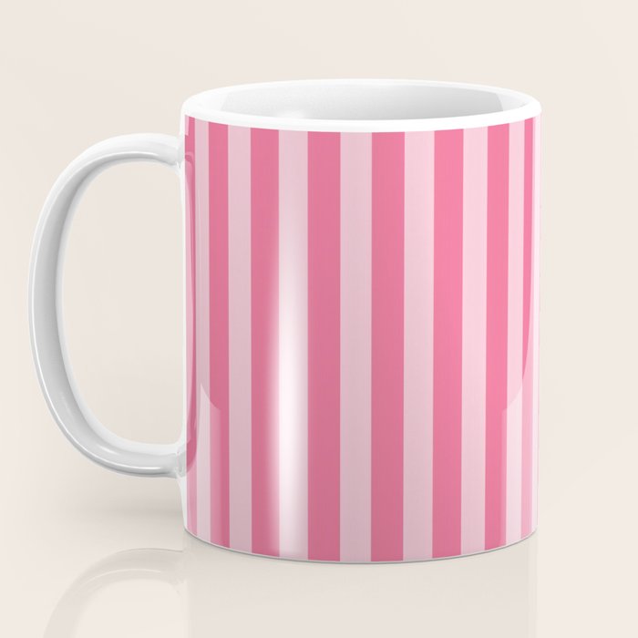 Pink Striped Pattern - Minimal Restro Aesthetic Coffee Mug Gallery Image 3