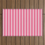 Pink Striped Pattern - Minimal Restro Aesthetic Outdoor Rug Gallery Image 1