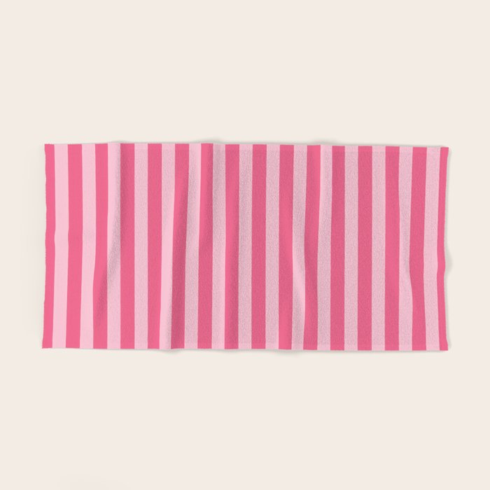 Pink Striped Pattern - Minimal Restro Aesthetic Bath Towel Gallery Image 2