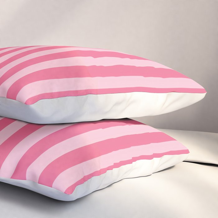Pink Striped Pattern - Minimal Restro Aesthetic Pillow Sham Gallery Image 3