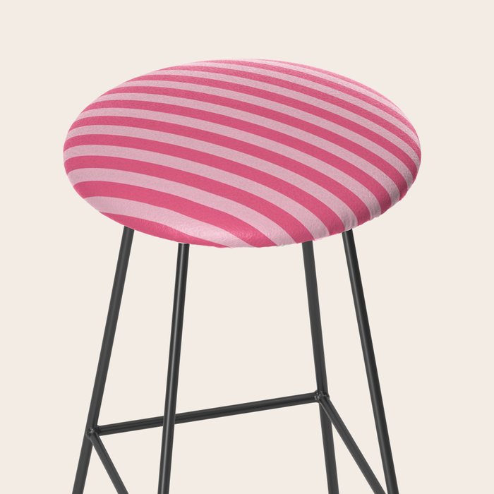 Pink Striped Pattern - Minimal Restro Aesthetic Stool Gallery Image 2