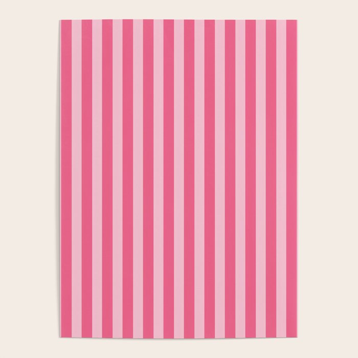 Pink Striped Pattern - Minimal Restro Aesthetic Poster Gallery Image 1