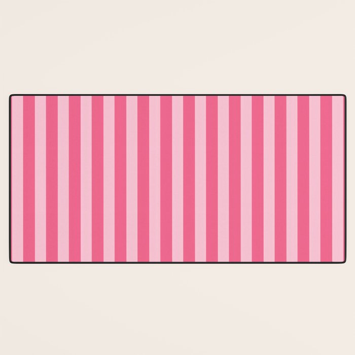 Pink Striped Pattern - Minimal Restro Aesthetic Desk Mat Gallery Image 3