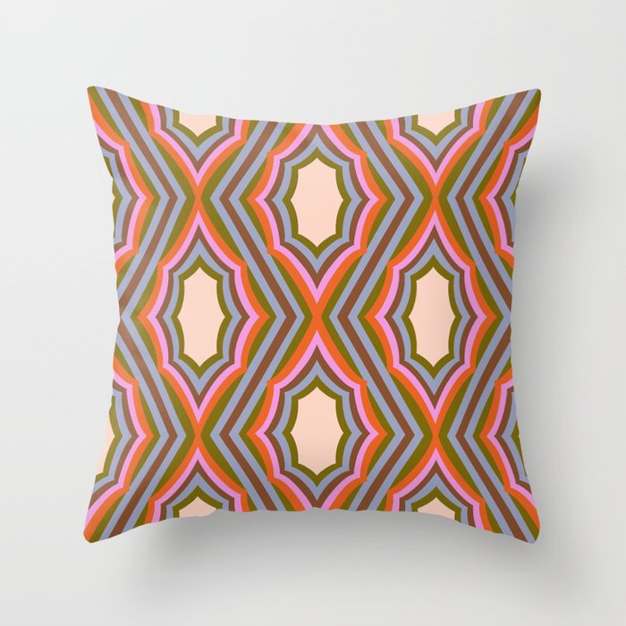 Disco Diamonds Retro Pattern Throw Pillow Gallery Image 1