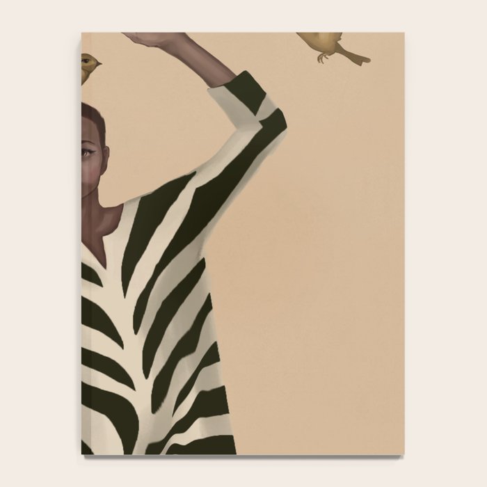 Woman with Birds and Zebra Pattern Dress Notebook Gallery Image 4