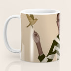 Woman with Birds and Zebra Pattern Dress Coffee Mug Gallery Image 3