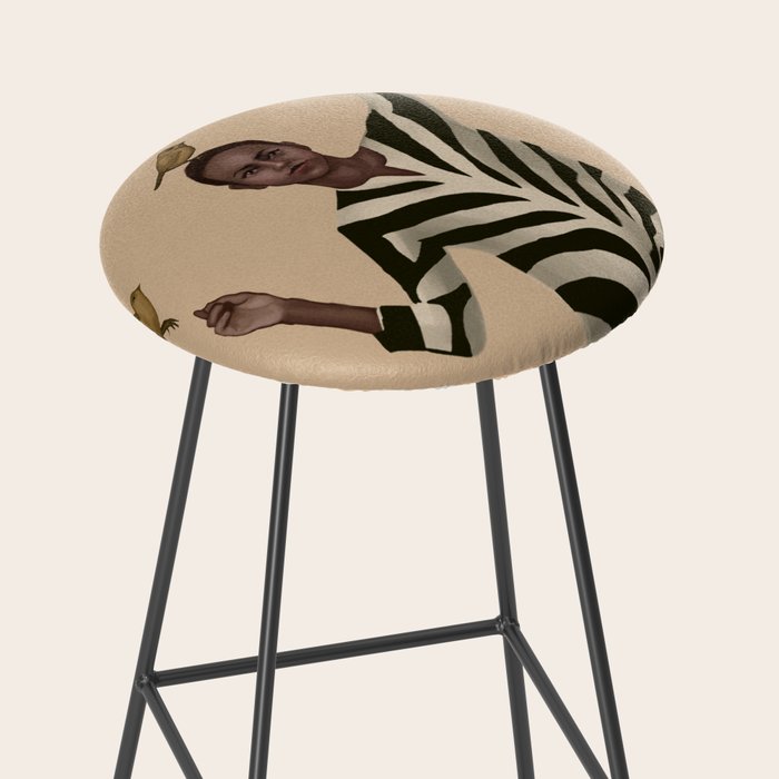 Woman with Birds and Zebra Pattern Dress Stool Gallery Image 2