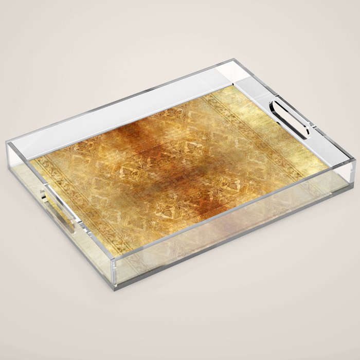 AGED GOLDEN DAMASK Shabby Chic  Acrylic Tray Gallery Image 1
