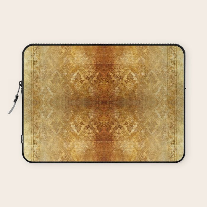AGED GOLDEN DAMASK Shabby Chic  Laptop Sleeve Gallery Image 1