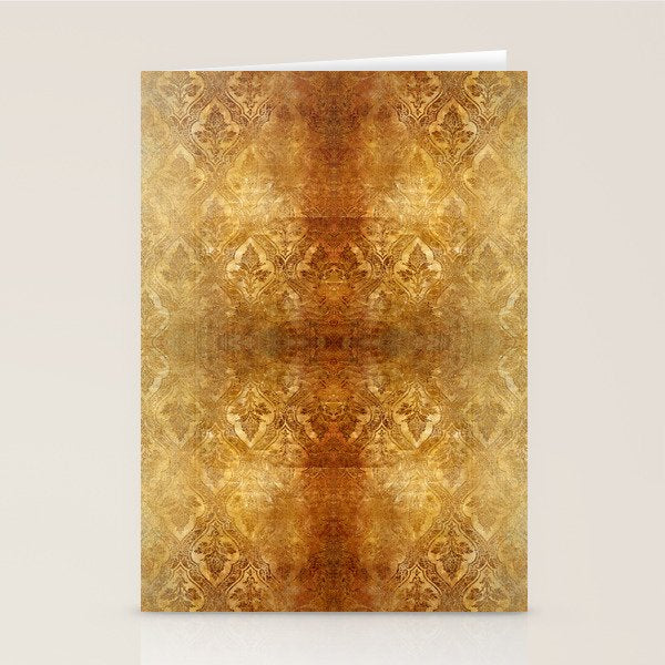 AGED GOLDEN DAMASK Shabby Chic  Stationery Card Gallery Image 2