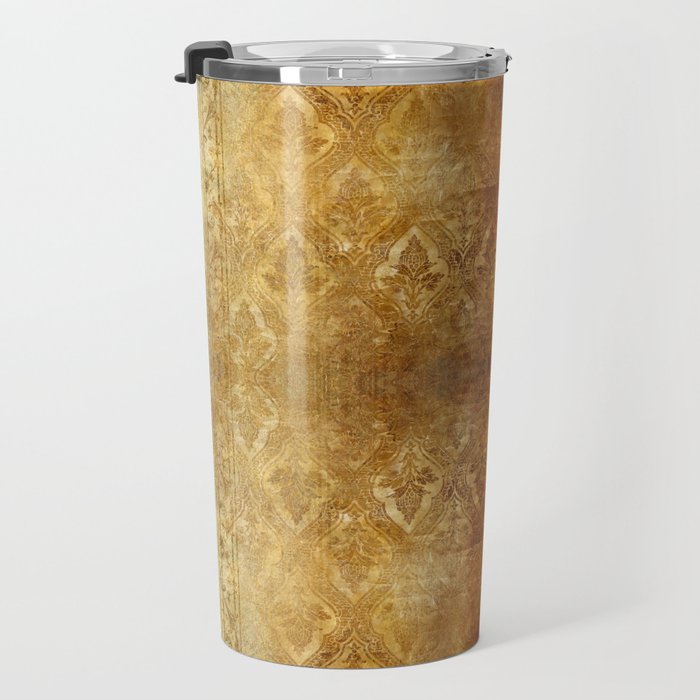 AGED GOLDEN DAMASK Shabby Chic  Travel Mug Gallery Image 3