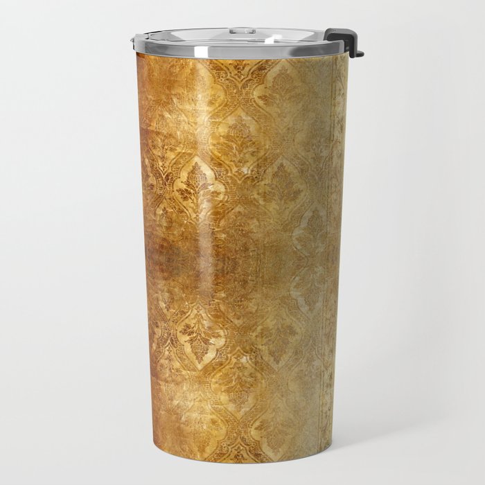 AGED GOLDEN DAMASK Shabby Chic  Travel Mug Gallery Image 2