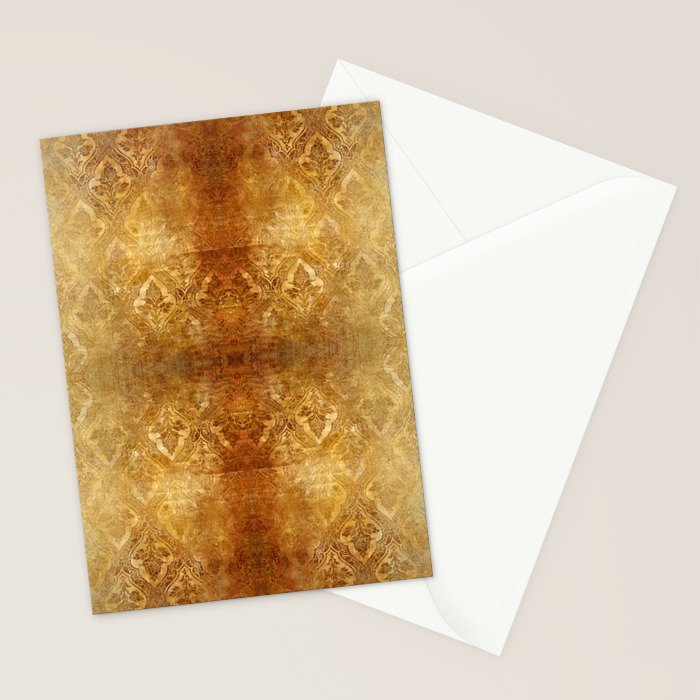 AGED GOLDEN DAMASK Shabby Chic  Stationery Card Gallery Image 2