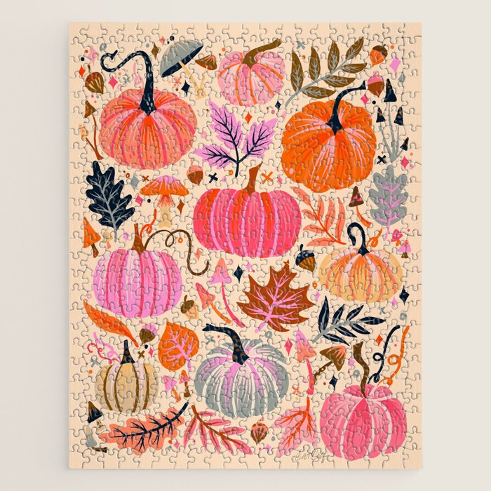 Pumpkin Confetti - Rainbow on Cream Jigsaw Puzzle Gallery Image 1