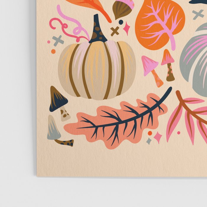 Pumpkin Confetti - Rainbow on Cream Poster Gallery Image 3