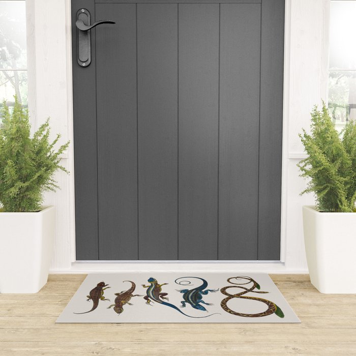 Albertus Seba Snakes And Lizards Blue Welcome Mat Gallery Image 3