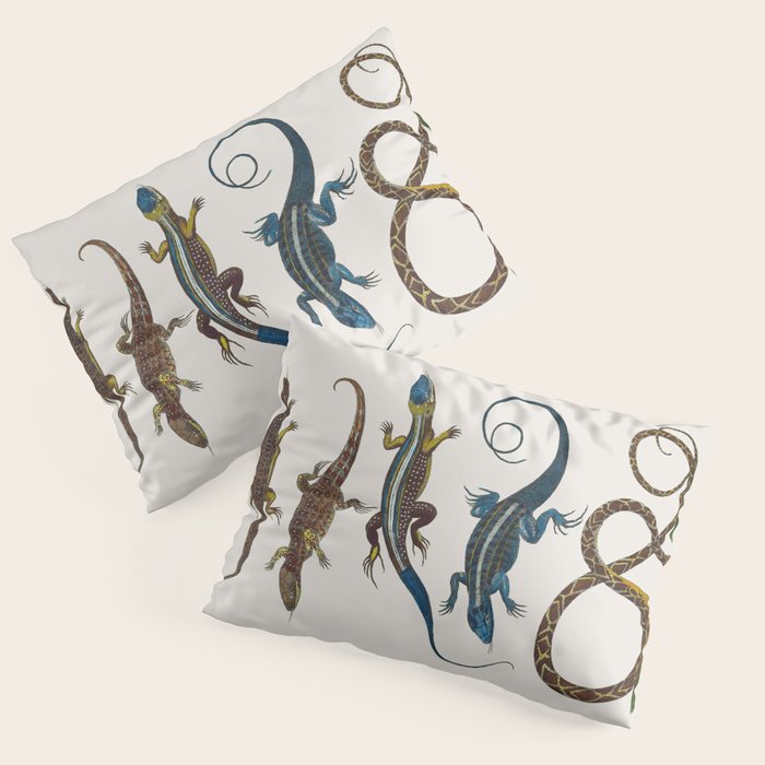 Albertus Seba Snakes And Lizards Blue Pillow Sham Gallery Image 3