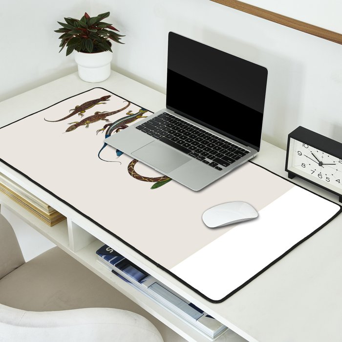 Albertus Seba Snakes And Lizards Blue Desk Mat Gallery Image 2