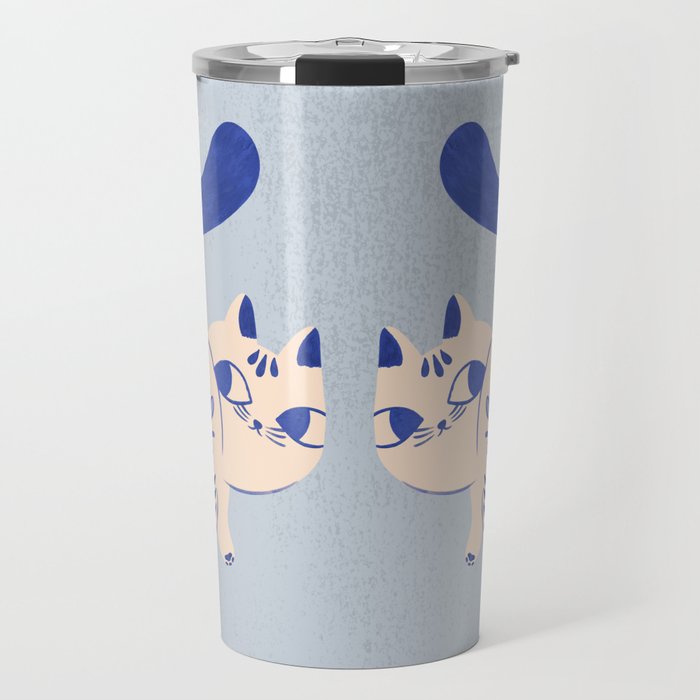Purrcelin Cat - Pretty Delft Porcelain Kitty Travel Mug Gallery Image 1