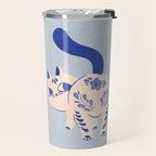 Purrcelin Cat - Pretty Delft Porcelain Kitty Travel Mug Gallery Image 2