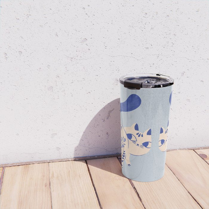 Purrcelin Cat - Pretty Delft Porcelain Kitty Travel Mug Gallery Image 4