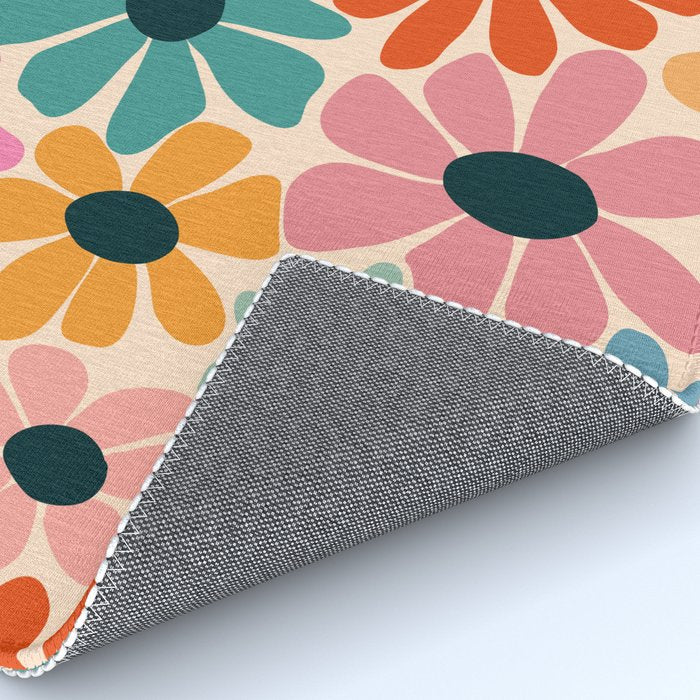 Retro Fun Floral - Rainbow color Rug Gallery Image 4