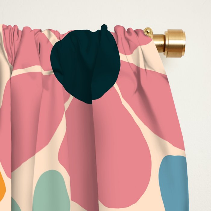 Retro Fun Floral - Rainbow color Window Curtain Gallery Image 2