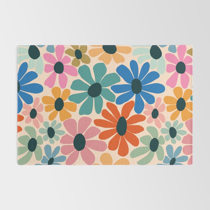 Retro Fun Floral - Rainbow color Rug Gallery Image 2