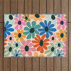 Retro Fun Floral - Rainbow color Outdoor Rug Gallery Image 1