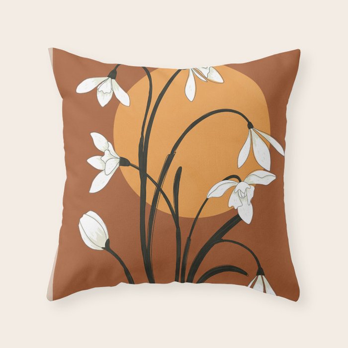Beautiful Snowdrop Flowers 2 Throw Pillow Gallery Image 6