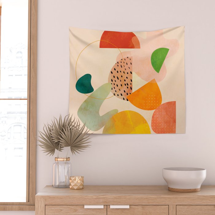 modern art abstract shapes play 1 Wall Tapestry Gallery Image 2