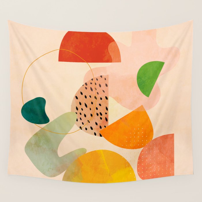 modern art abstract shapes play 1 Wall Tapestry Gallery Image 4