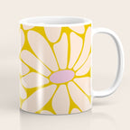 Big Daisy - Groovy Flower - Yellow, Pink and Off-white Coffee Mug Gallery Image 1