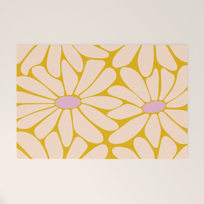Big Daisy - Groovy Flower - Yellow, Pink and Off-white Welcome Mat Gallery Image 1