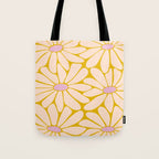 Big Daisy - Groovy Flower - Yellow, Pink and Off-white Tote Bag Gallery Image 1