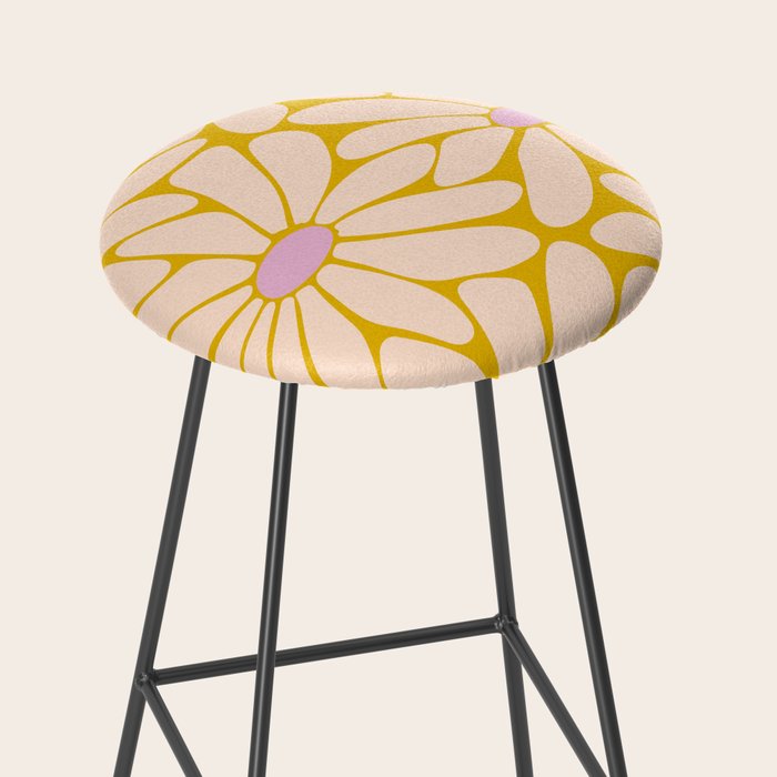 Big Daisy - Groovy Flower - Yellow, Pink and Off-white Stool Gallery Image 2