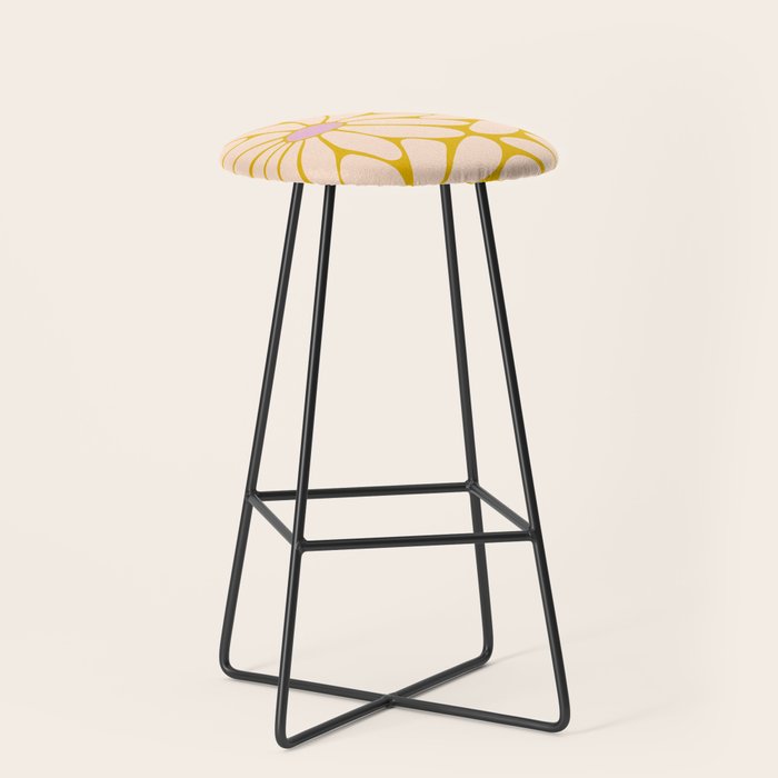 Big Daisy - Groovy Flower - Yellow, Pink and Off-white Stool Gallery Image 1