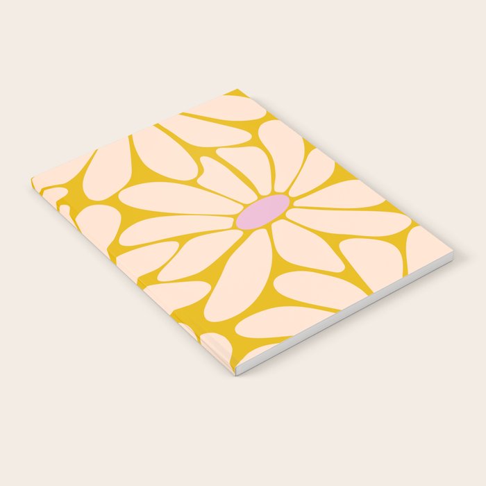 Big Daisy - Groovy Flower - Yellow, Pink and Off-white Notebook Gallery Image 1