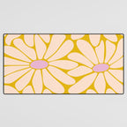 Big Daisy - Groovy Flower - Yellow, Pink and Off-white Desk Mat Gallery Image 3
