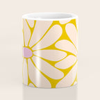 Big Daisy - Groovy Flower - Yellow, Pink and Off-white Coffee Mug Gallery Image 4