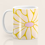 Big Daisy - Groovy Flower - Yellow, Pink and Off-white Coffee Mug Gallery Image 3