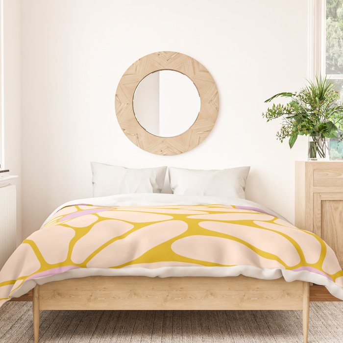 Big Daisy - Groovy Flower - Yellow, Pink and Off-white Duvet Cover Gallery Image 3