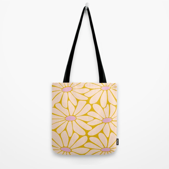 Big Daisy - Groovy Flower - Yellow, Pink and Off-white Tote Bag Gallery Image 2