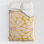 Big Daisy - Groovy Flower - Yellow, Pink and Off-white Duvet Cover Gallery Image 6