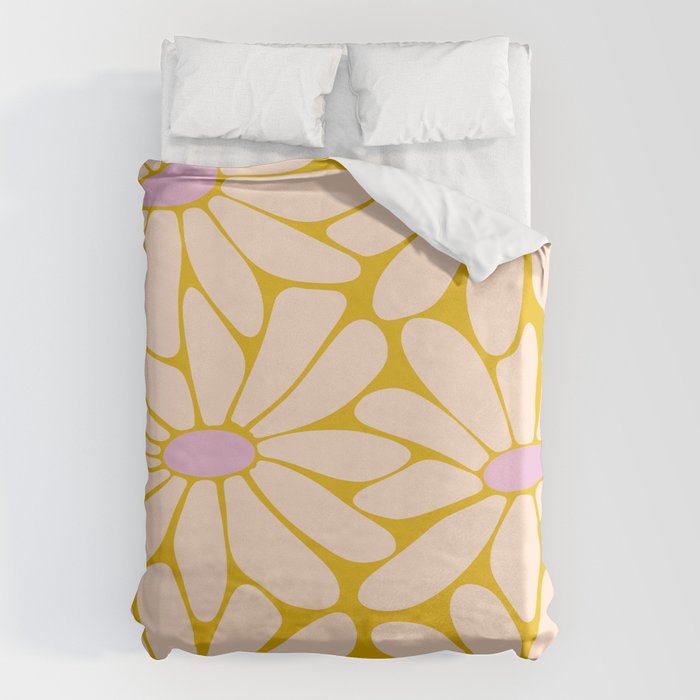 Big Daisy - Groovy Flower - Yellow, Pink and Off-white Duvet Cover Gallery Image 6