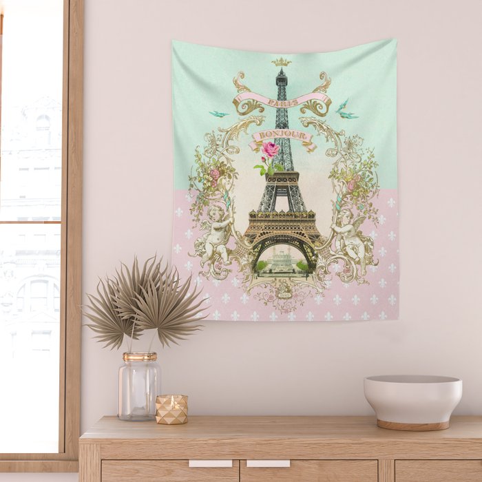 Bonjour Paris Wall Tapestry Gallery Image 2