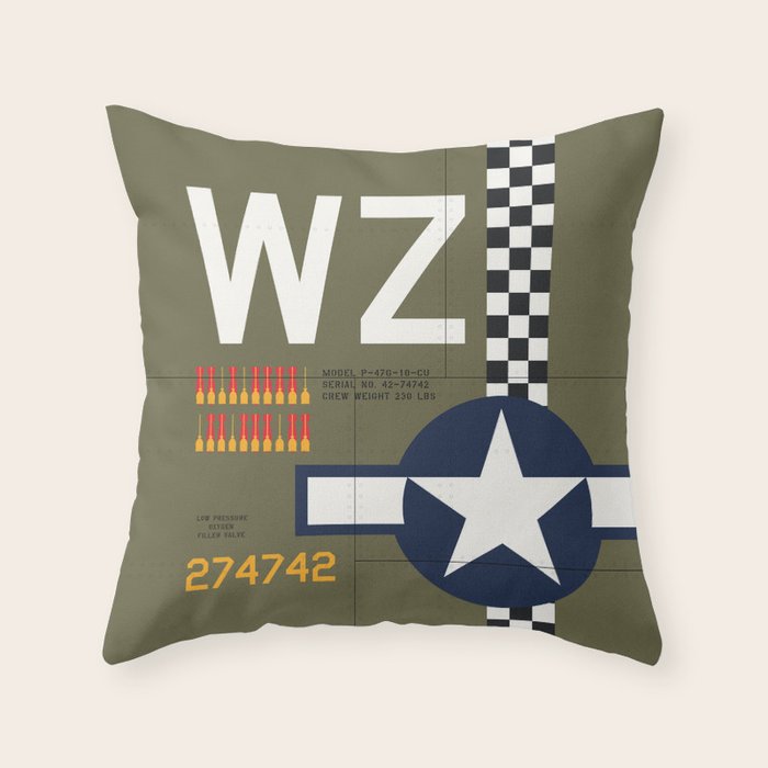 Aircraft Markings - USA P-47 Throw Pillow Gallery Image 6