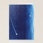 Falling star, shooting star, sailboat ocean waves blue sea Stationery Card Gallery Image 2
