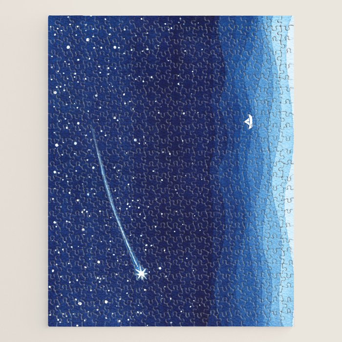 Falling star, shooting star, sailboat ocean waves blue sea Jigsaw Puzzle Gallery Image 1